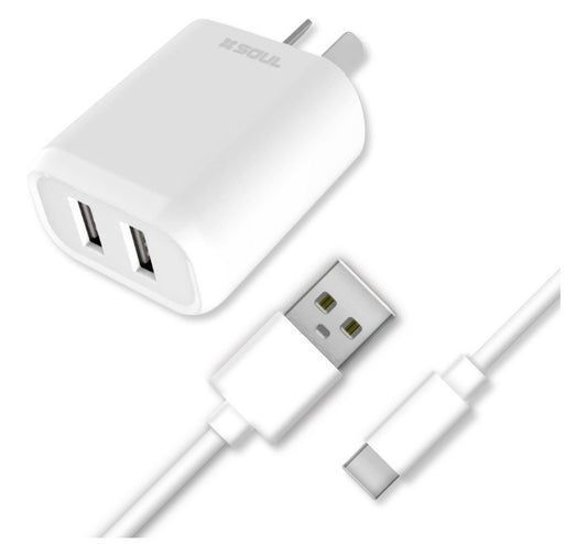 Cargador Tipo C Alternativo Carga Rápida Doble USB